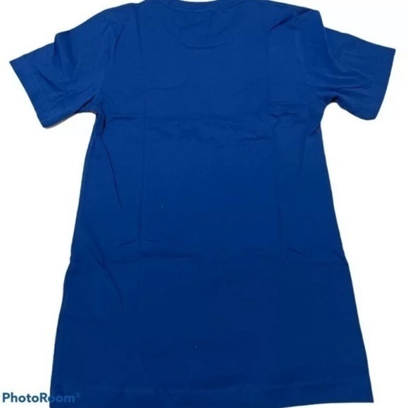 Dkny Womens Tunic T-Shirt Blue Brown Short Sleeve Crew Neck Spellout XS New - Picture 4 of 4